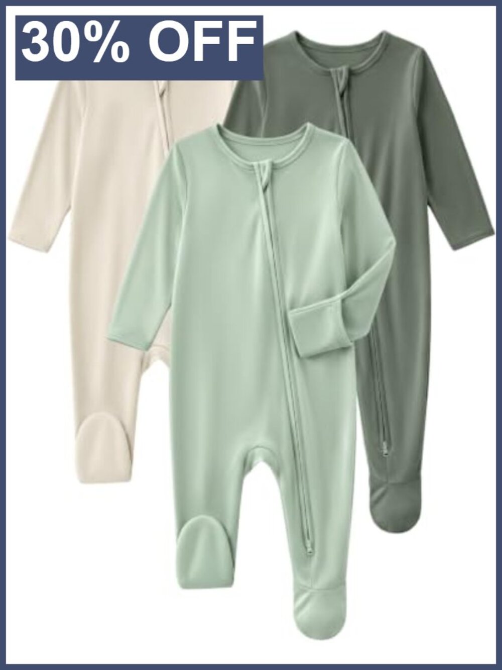 Baby Pajamas Newborn Sleepers 95% Rayon from Bamboo 2-Way Zipper